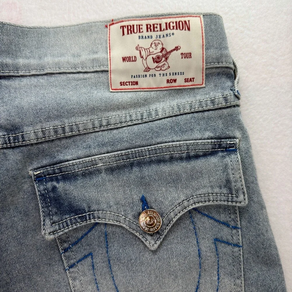True Religion Ricky Relaxed Straight Men’s Cutoff Jean Short Size 34